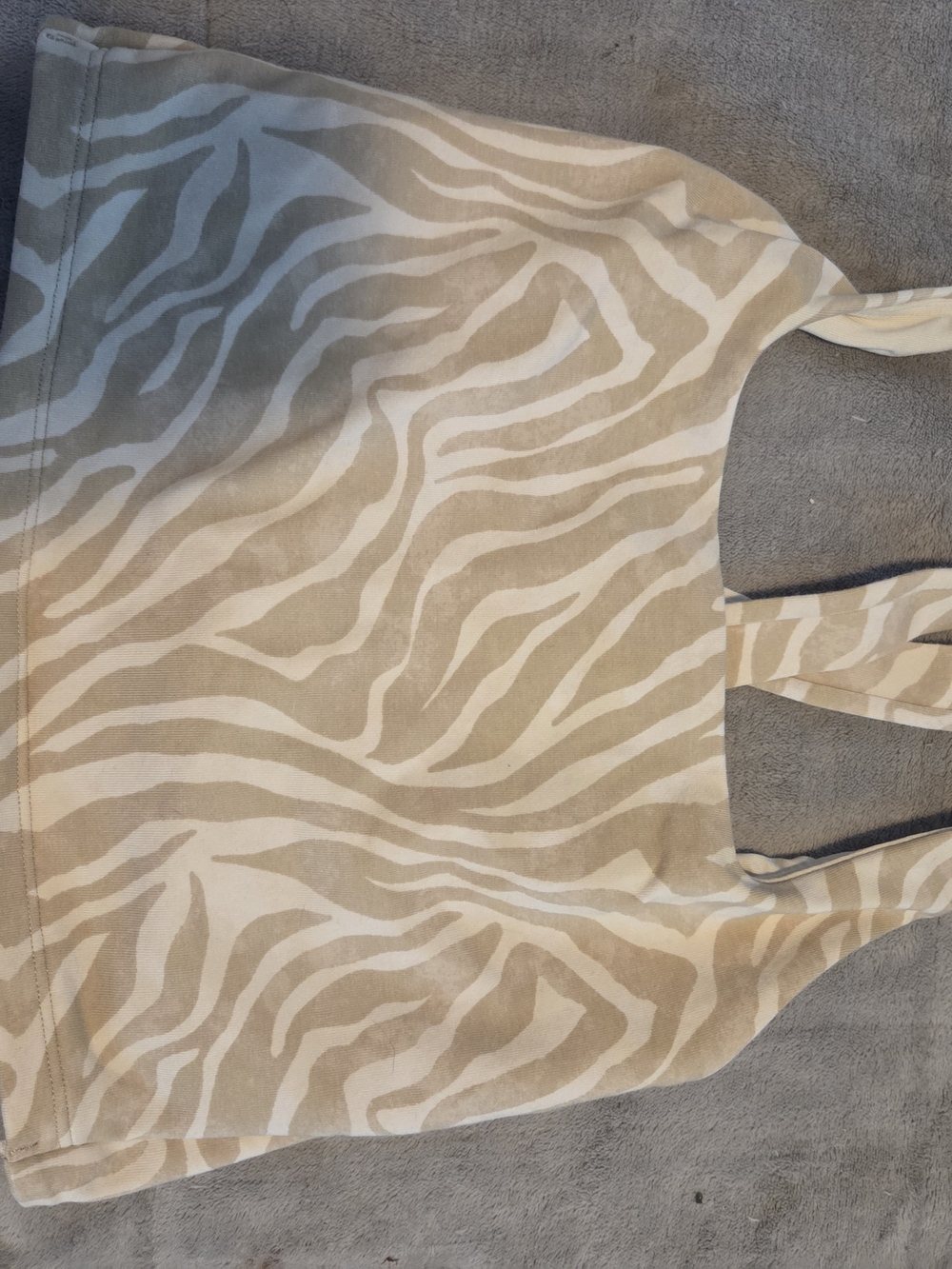 all in motion Beige and White Zebra-Print Crop Tank
